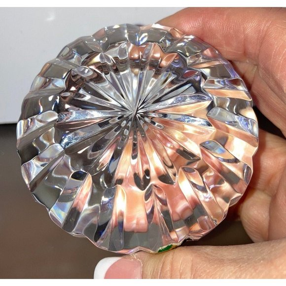 *Waterford Round Cut Clear Crystal Faceted Paperweight - Picture 7 of 10
